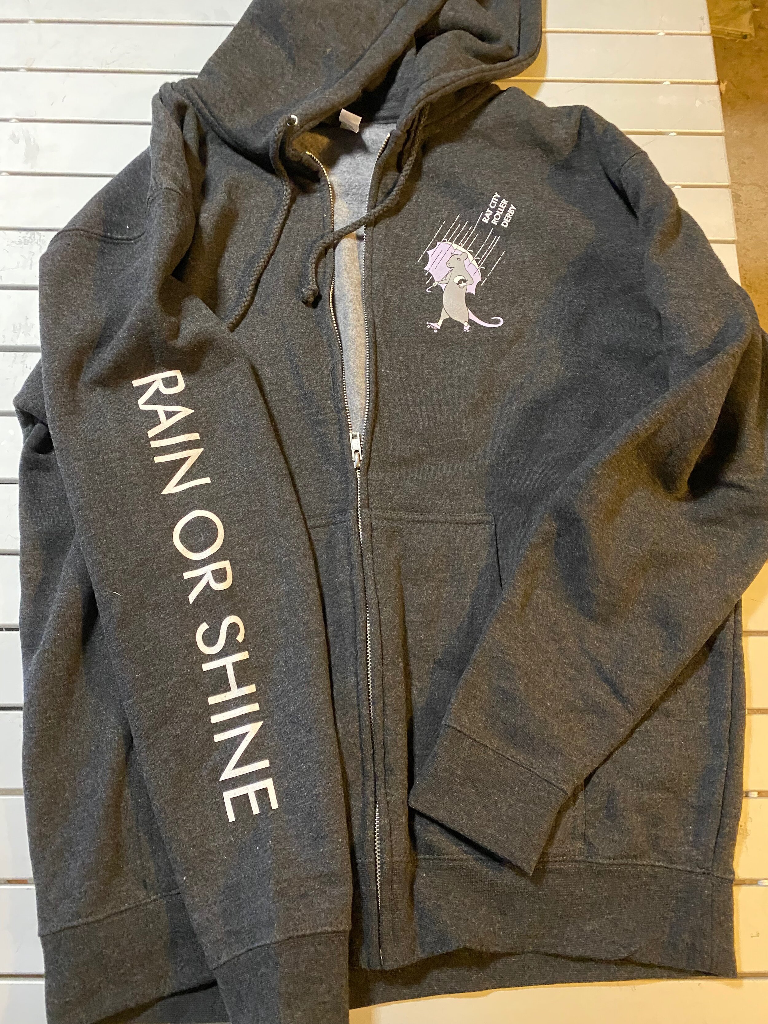 Rain or Shine Zipper Hoodie Rat City Roller Derby